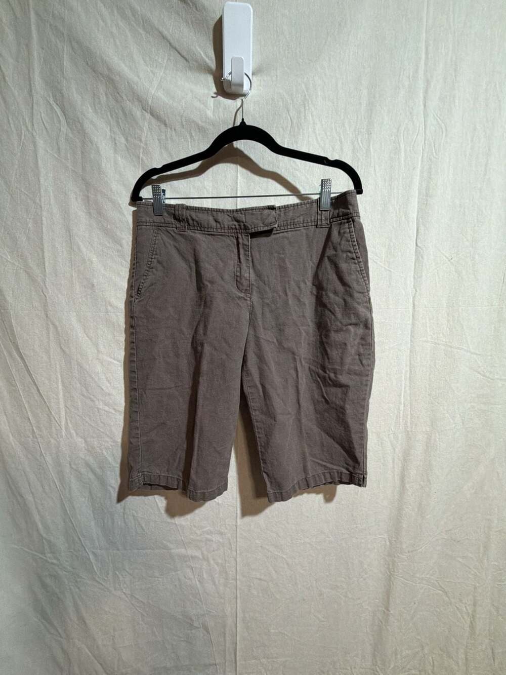 New York & Company Women's Brown Linen Blend Bermuda Shorts